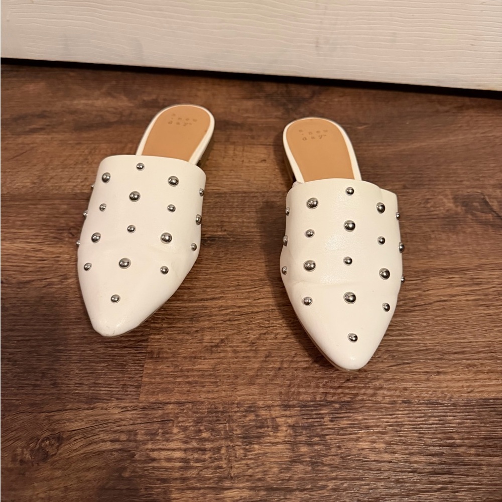 a new day White Studded Mules